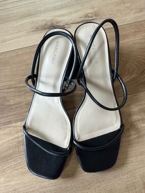 Marc Fisher Black Strappy Block Heel Sandals 8.5